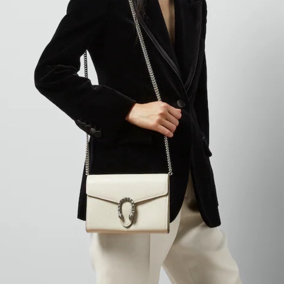 Gucci Dionysus Mini Leather Chain Wallet in White - Picture 8 of 9